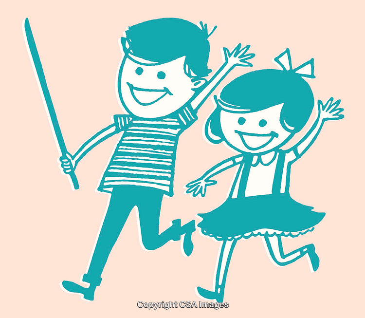 Playful Line Art Illustration of Kids Enjoying Time Together