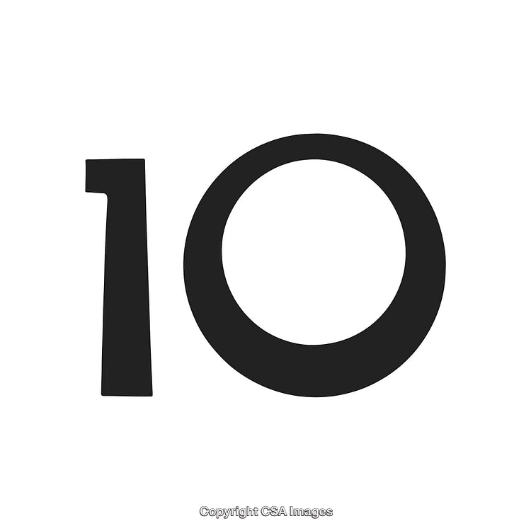Minimalistic Representation of the Number Ten in Black Text