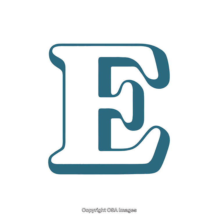 Artistic Representation of the Letter E in Blue Bold Typeface