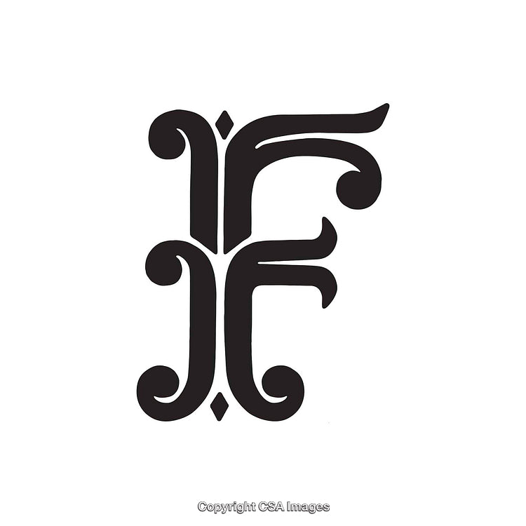 Elegant Black Ornamental Design Featuring the Letter F Monogram
