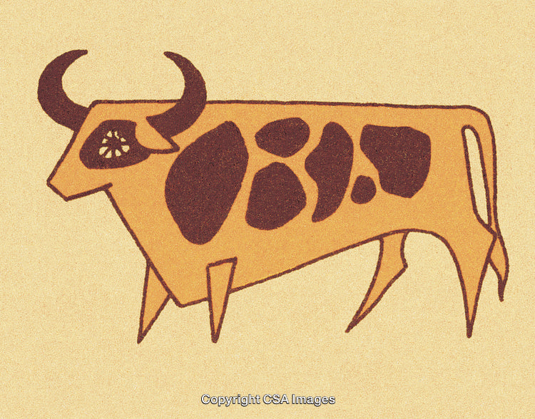 Vintage-Style Illustration of a Bull in Profile on a Textured Background