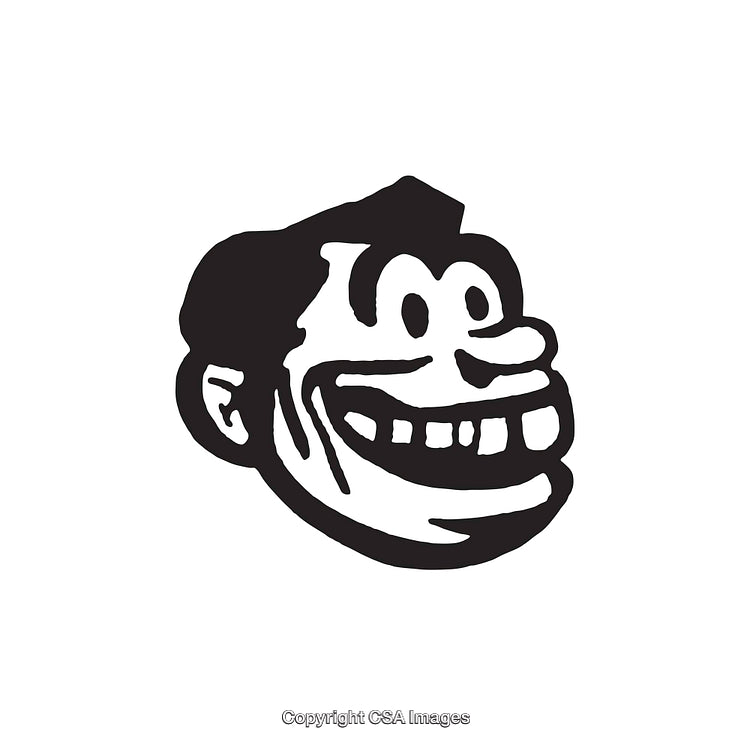 Black and White Cartoon Style Smiling Face Illustration