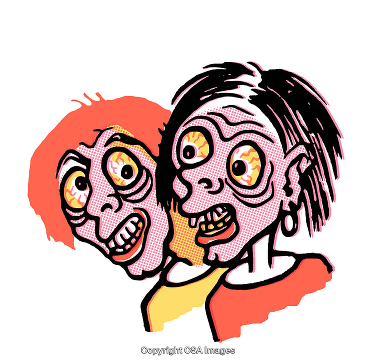 Expressive Cartoon Characters With Intense Features in Bold Illustration