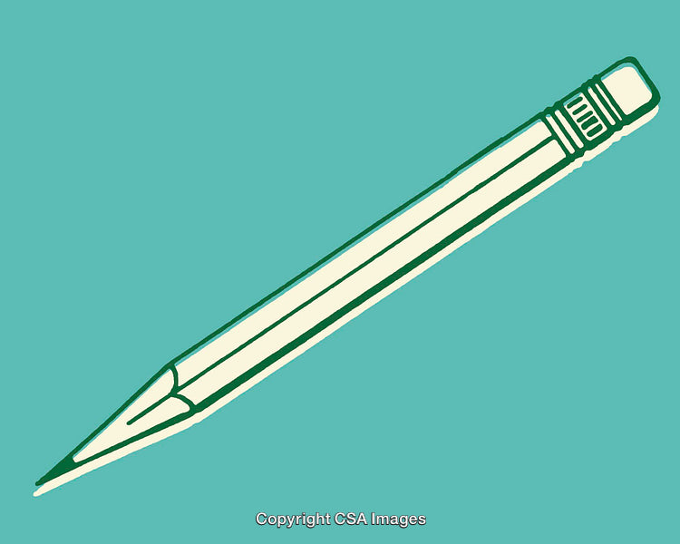 Colorful Line Art Illustration of a Graphite Pencil on Teal Background