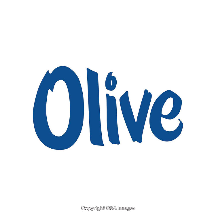 Bold Blue Text on White Background Spelling the Word Olive