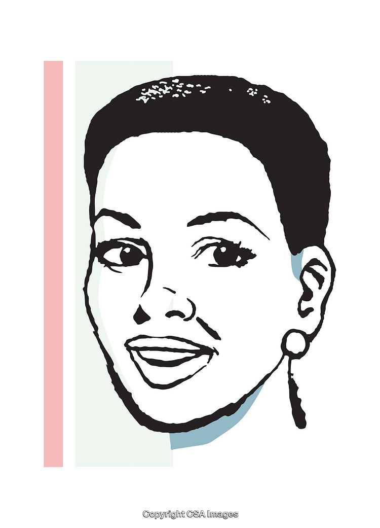 Stylish Graphic Illustration of a Smiling Woman With Minimalist Design
