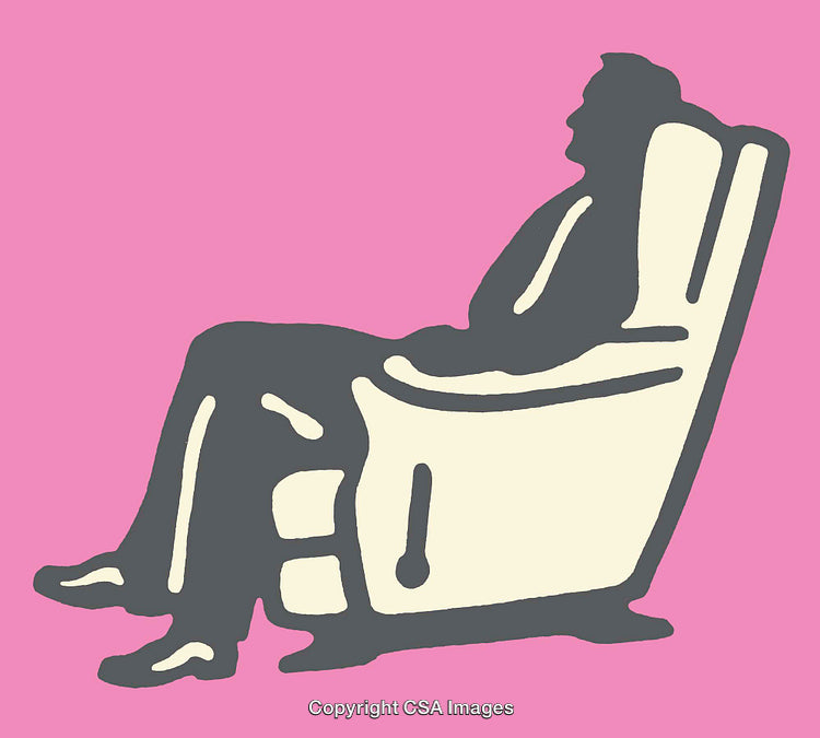 Minimalist Illustration of a Person Relaxing in a Comfortable Chair
