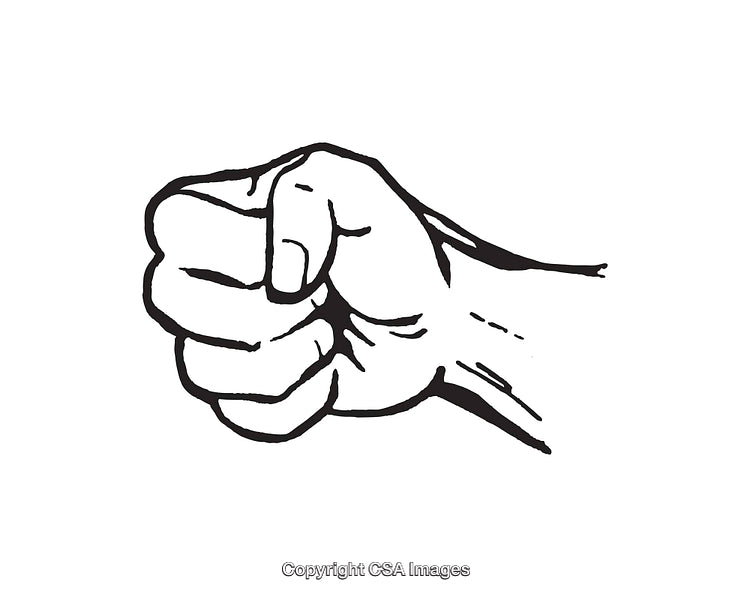 Black and White Line Art Illustration of a Closed Fist