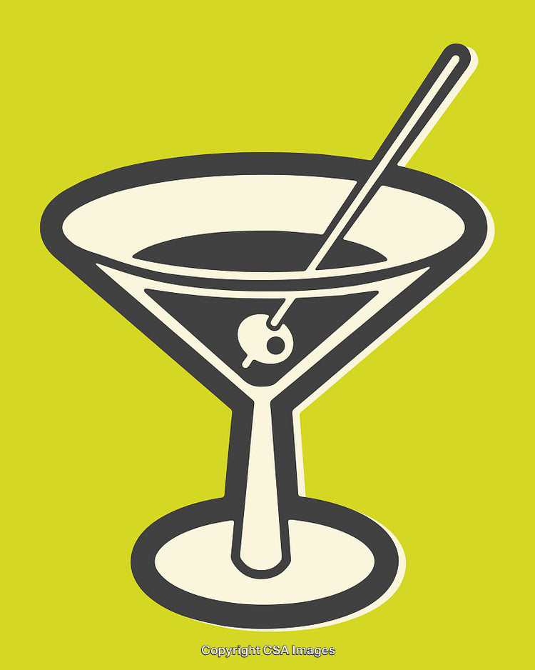Graphic Line Art Martini Glass on a Bright Background