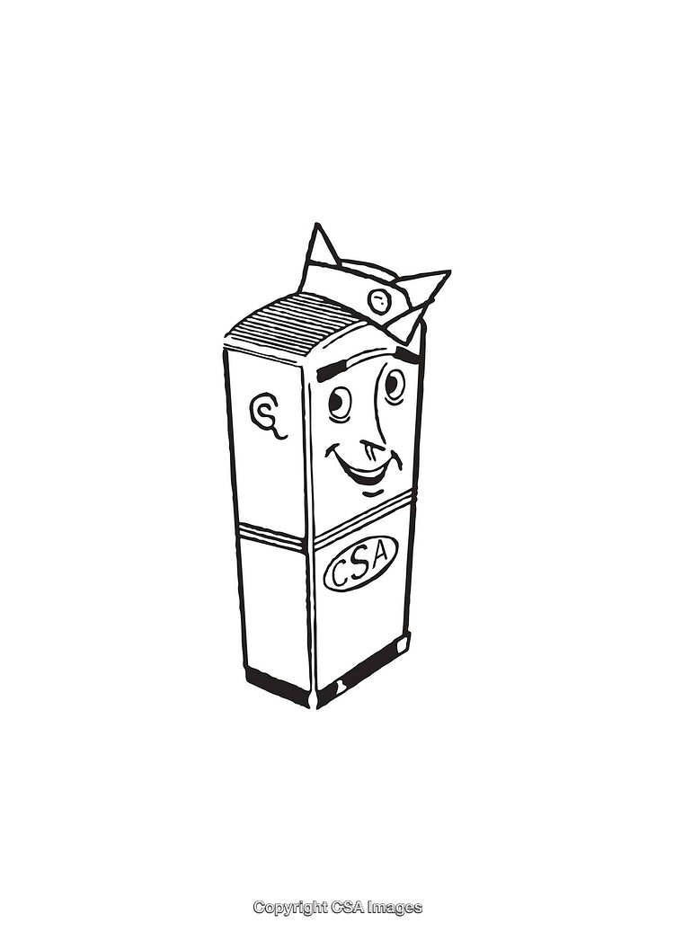 Playful Line Art of Smiling Box Character with a Hat