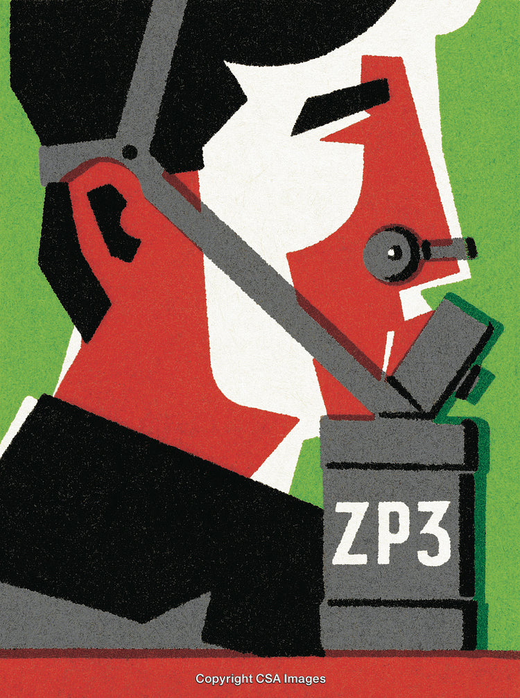 Man Wearing a Gas Mask