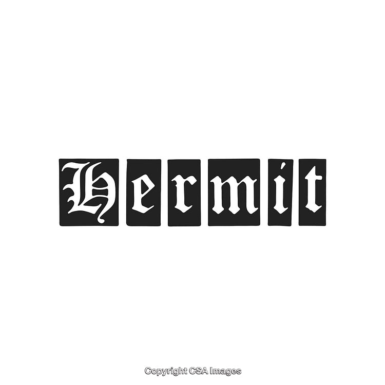 Vintage Hermit Typography With a Classic Gothic Design on Black Squares