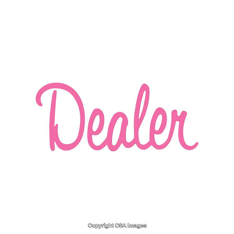 Pink Dealer Text on White Background in Artistic Script Font