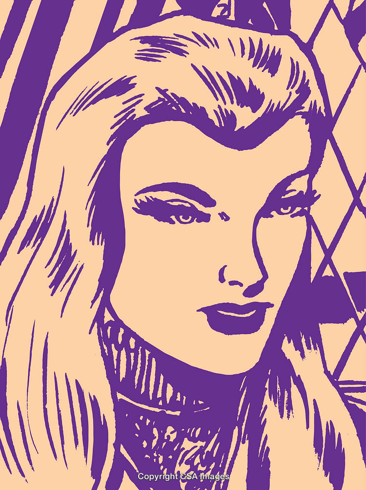 Vintage Style Pop Art Portrait of a Woman in Bold Colors