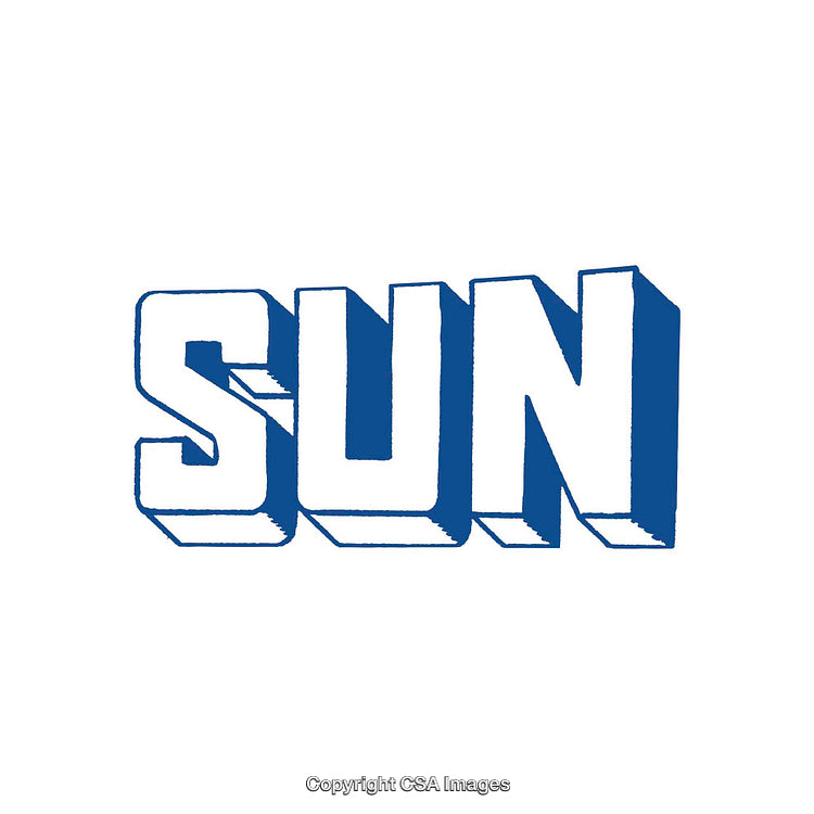 Bold Blue Typography Featuring the Word 'Sun' with 3D effect