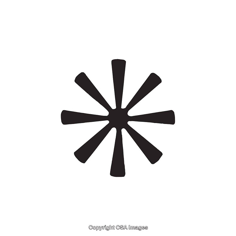 Abstract Black Symbol with Eight-Radial Design on White Background