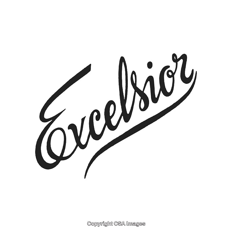Elegant Black Calligraphy Featuring the Word Excelsior in Script Font