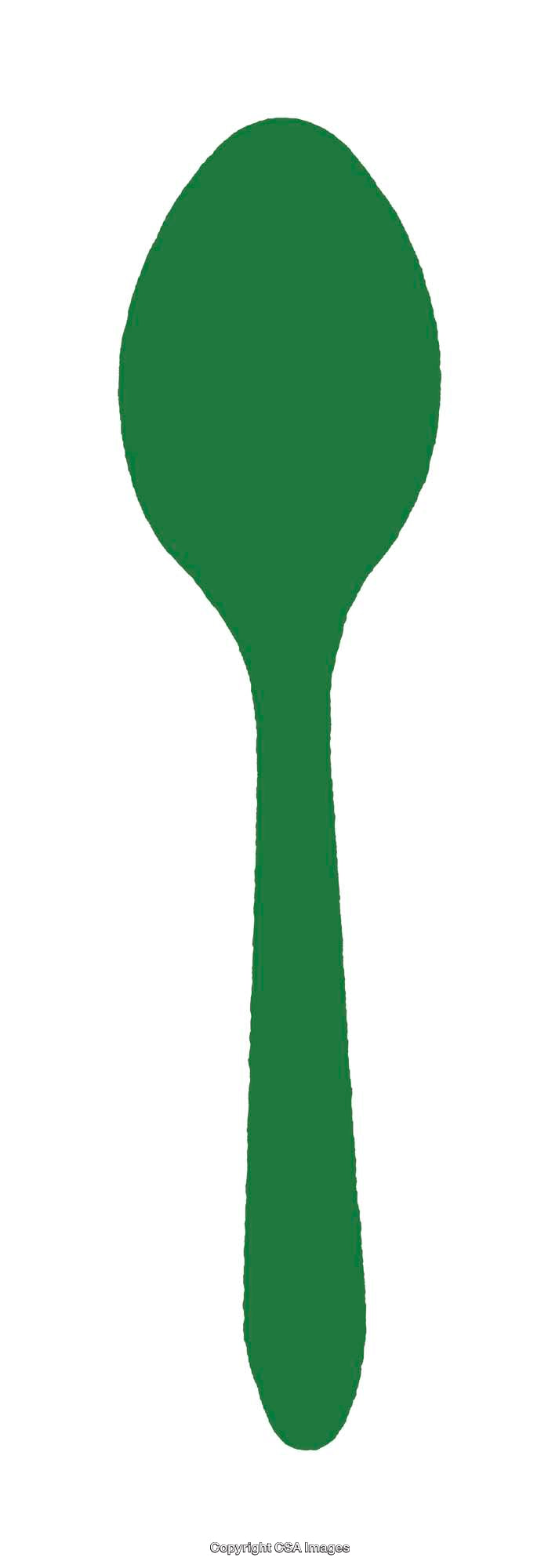 Green Silhouette Illustration of a Spoon on a White Background
