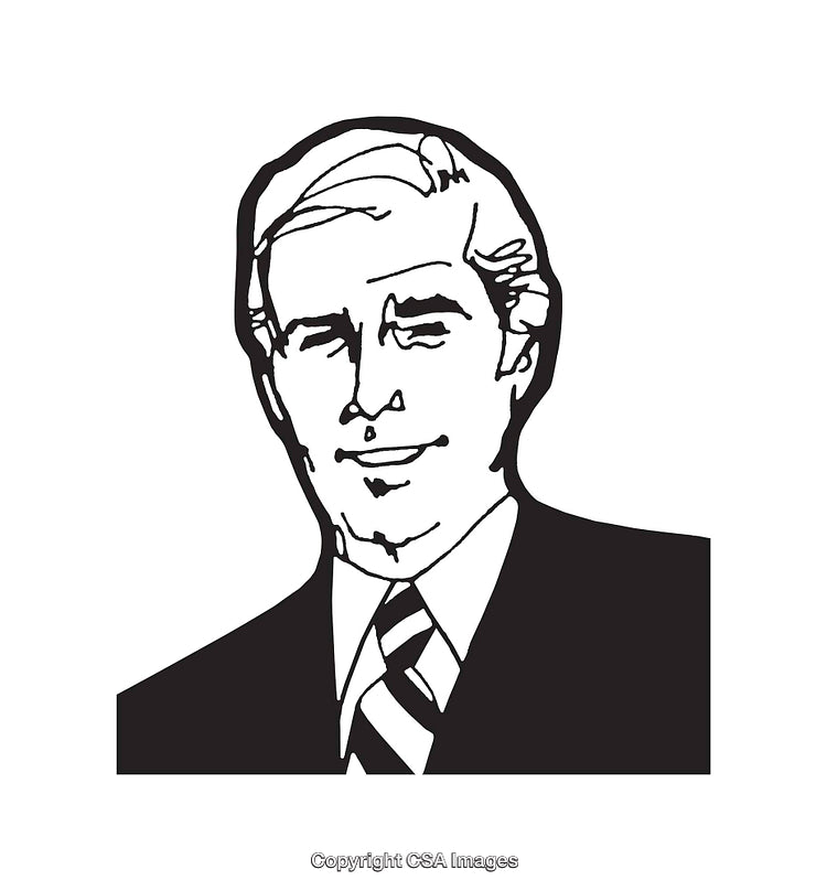 Black and White Line Art of a Professional Male Portrait
