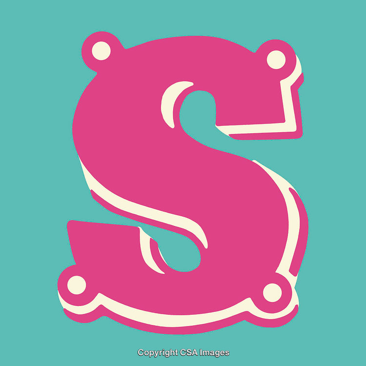 Stylized Pink Letter S on a Blue Background