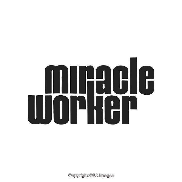 Retro Typography Design Featuring the Phrase 'Miracle Worker' in Bold Font