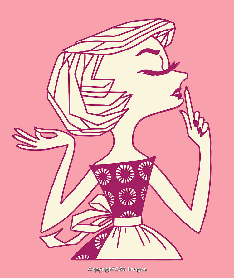 Retro Style Line Art of Woman in Colorful Pastel Illustration