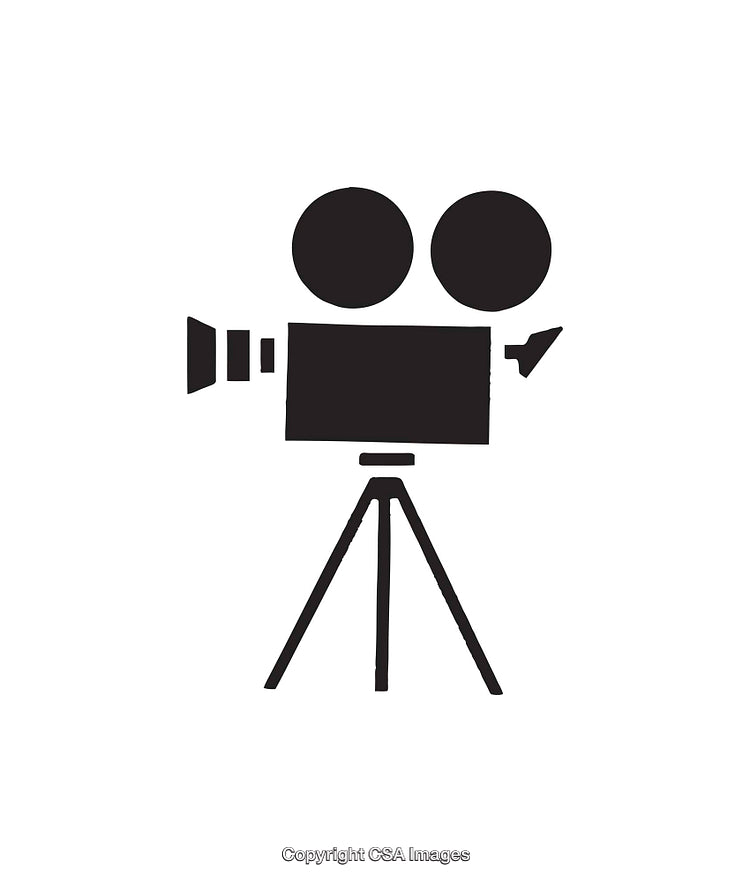 Film Camera Icon in Minimalist Silhouette Style on White Background