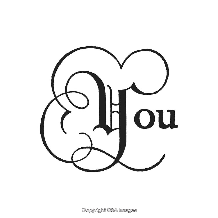Elegant Typographic Artwork Featuring Ornamental Calligraphy With 'You' Text