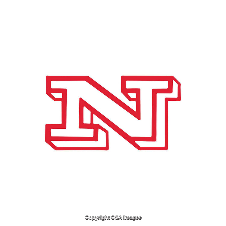 Red Outlined Letter N Design on White Background