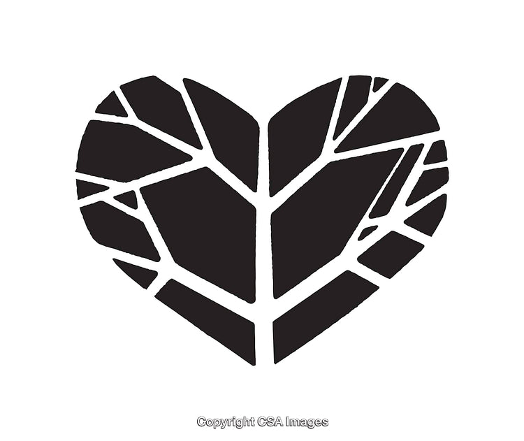 Abstract Broken Heart Symbol in Black and White Design