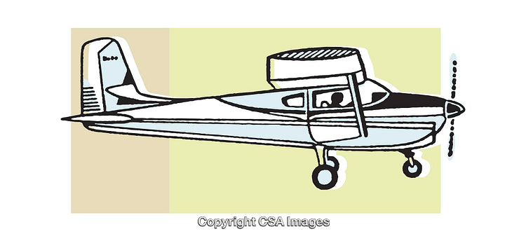 Illustration of a Small Airplane in Flight with a Vibrant Background