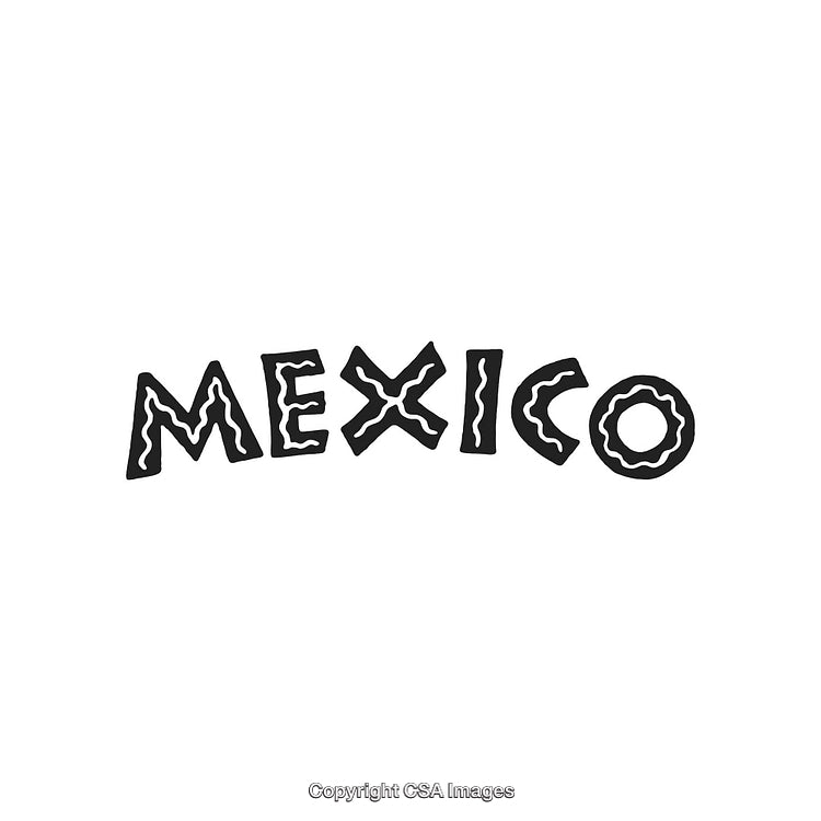 Stylized Black-and-White Typeface Depicting the Word Mexico in Wavy Font