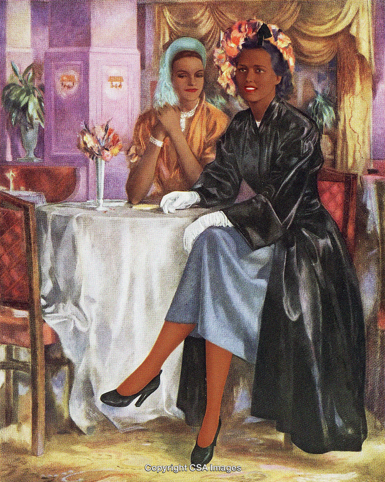 Elegant Women Sitting Together in a Classy Cafe Setting