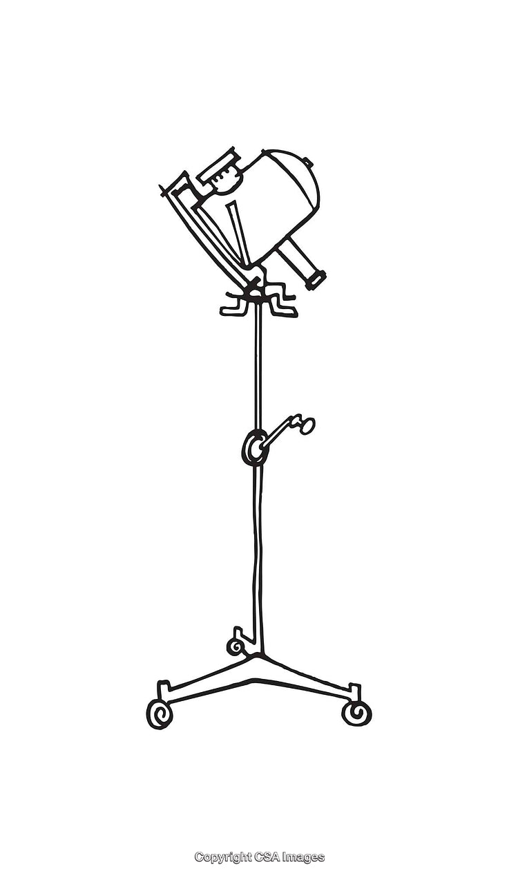 Black and White Line Art Illustration of a Medical Equipment Stand