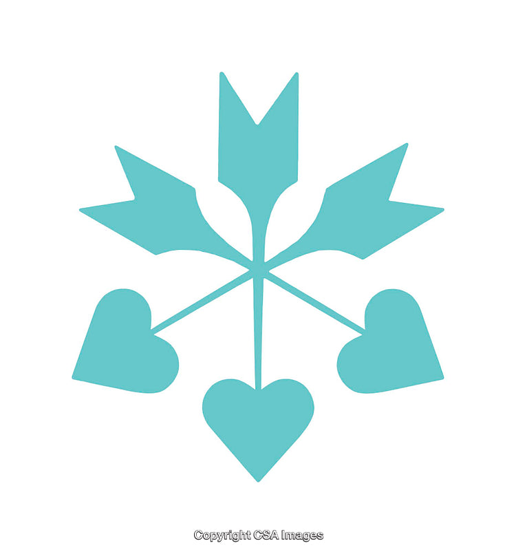 Turquoise Icon Featuring Arrow and Heart Designs in a Modern Style