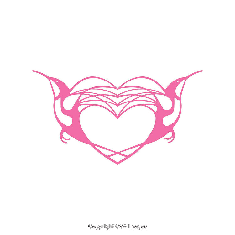 Pink Hummingbirds Forming a Heart-Shaped Elegant Design on White Background