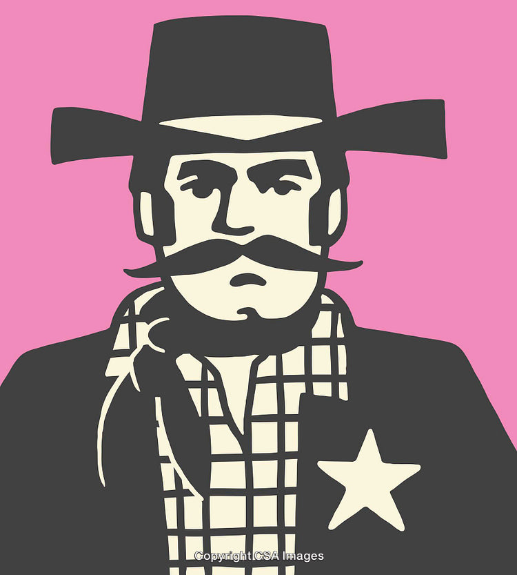 Vintage Cowboy Illustration Featuring Bold Colors And Charismatic Style in Line Art