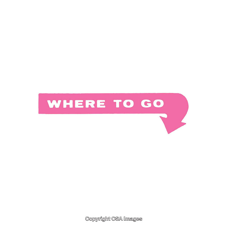 Pink Arrow with 'Where To Go' Text and White Background