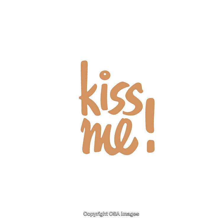 Playful Hand Drawn Typography Saying 'Kiss Me' on White Background