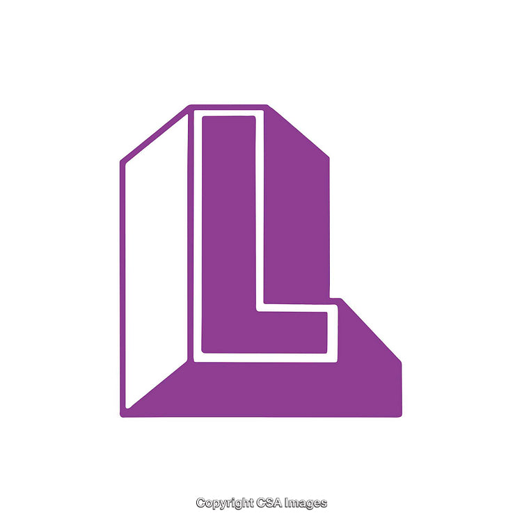 Purple Stylized Letter L Isolated On White Background