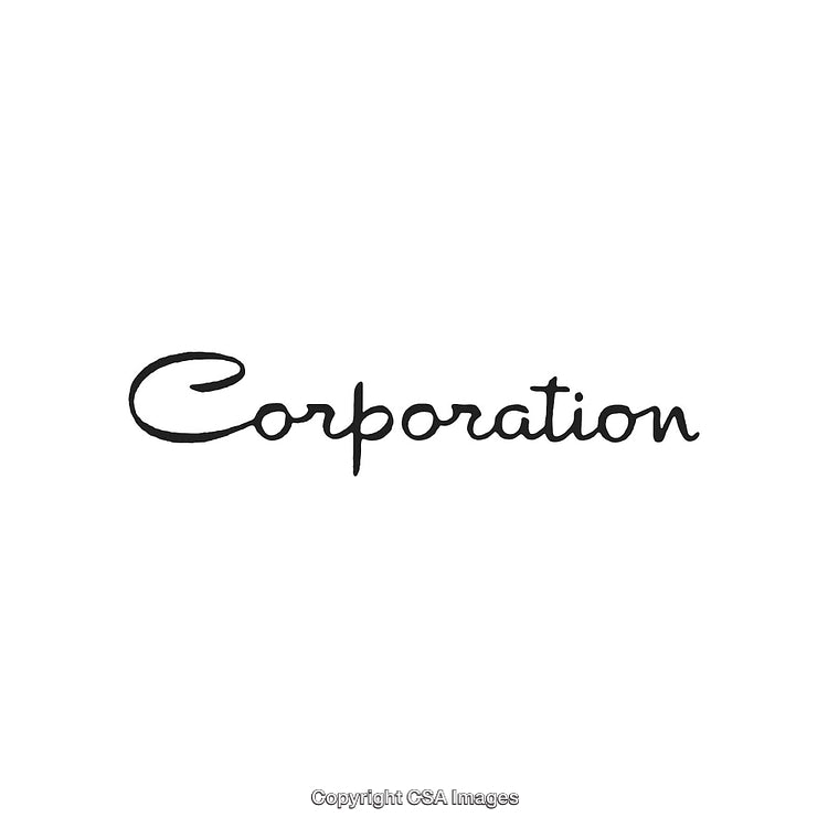 Handwritten Minimalist Style Text featuring the Word 'Corporation' in Black Script