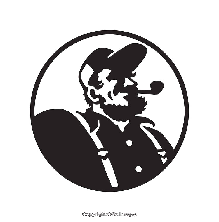 Retro Styled Black And White Sailor Logo With Pipe And Cap
