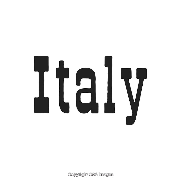 Text Graphic with the Word 'Italy' in a Stylish Black Font