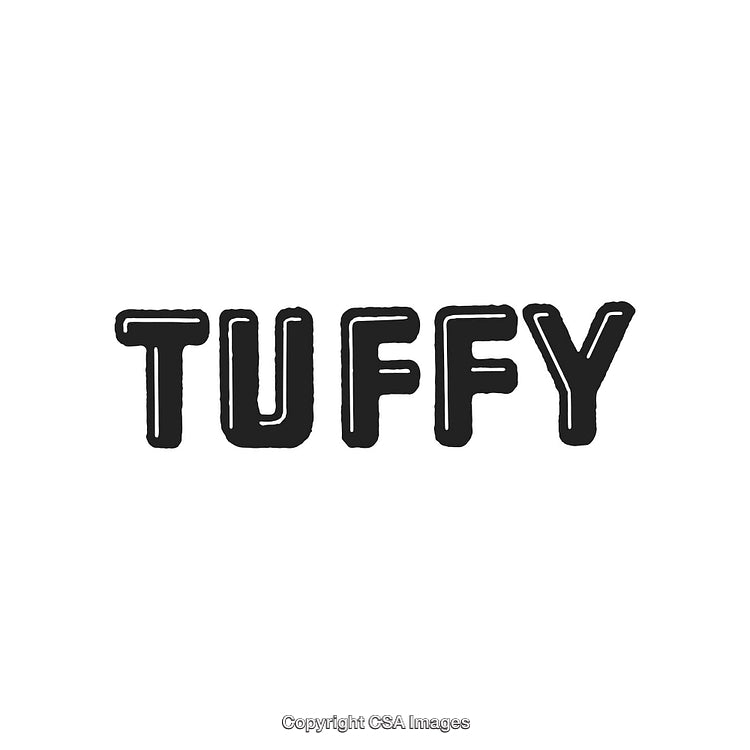 Bold Stylized ‘Tuffy’ Lettering Displayed in Black on White Background