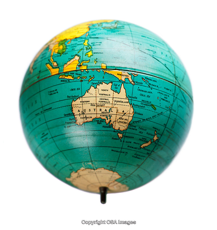 Close-Up of Geographic Globe Showing Australia Region Focus