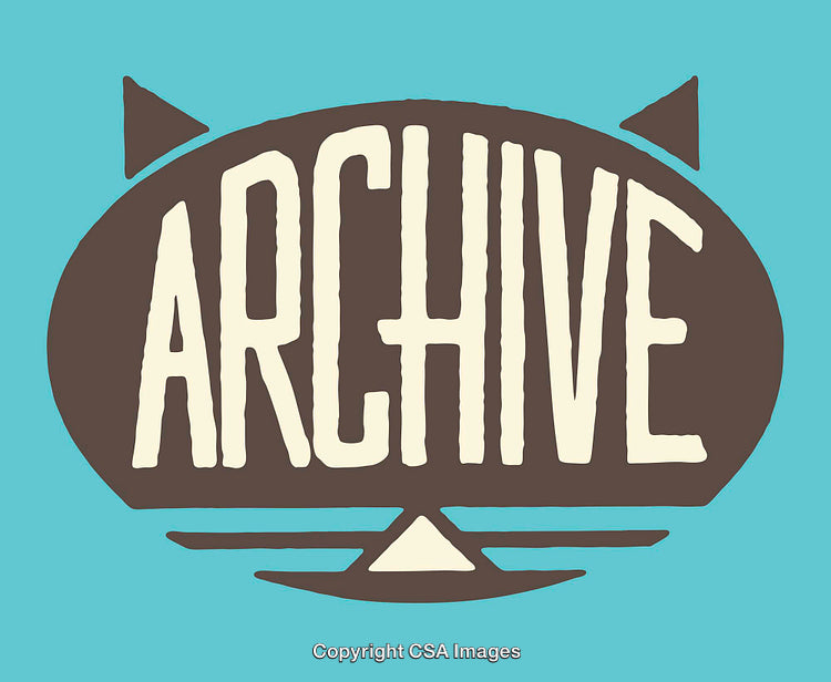 Retro Style Archive Typography on Teal Background with Creative Elements