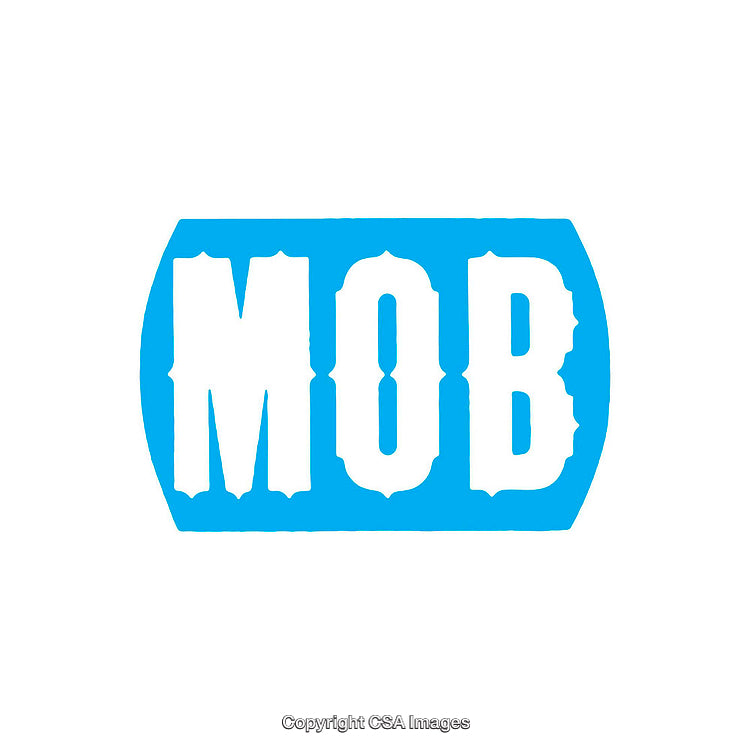 Bold Blue Graphic Design Featuring the Word 'MOB' with Minimalist Style