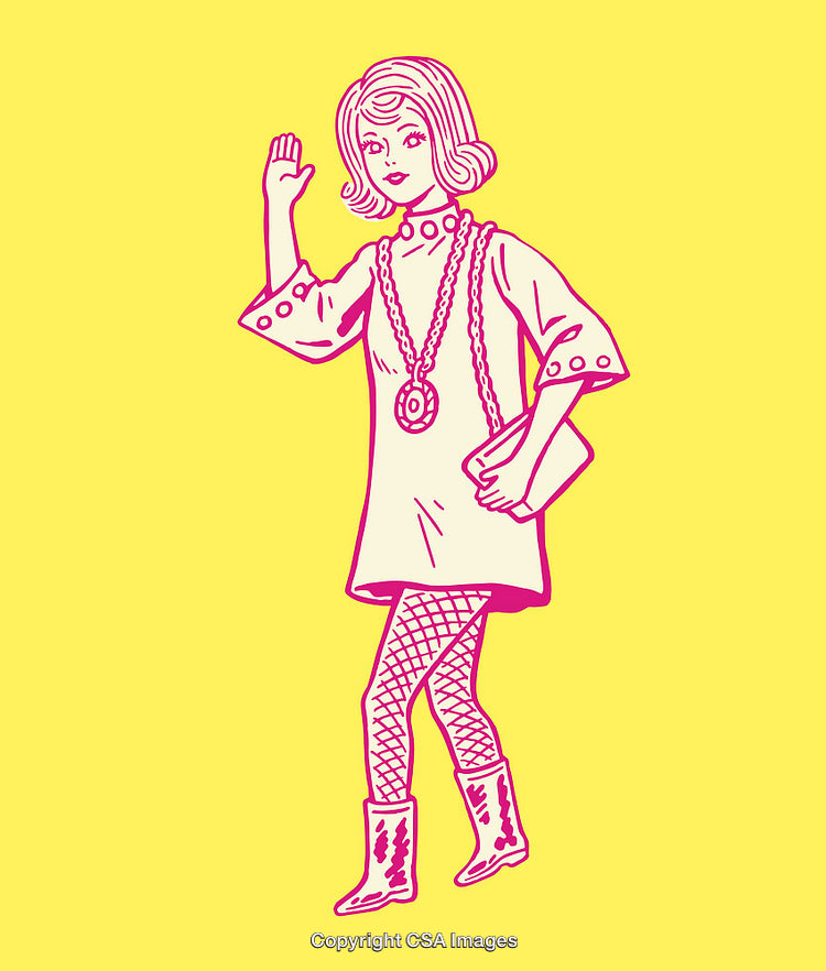 Stylish Retro Illustration of a Woman in Vibrant Pop Art Style