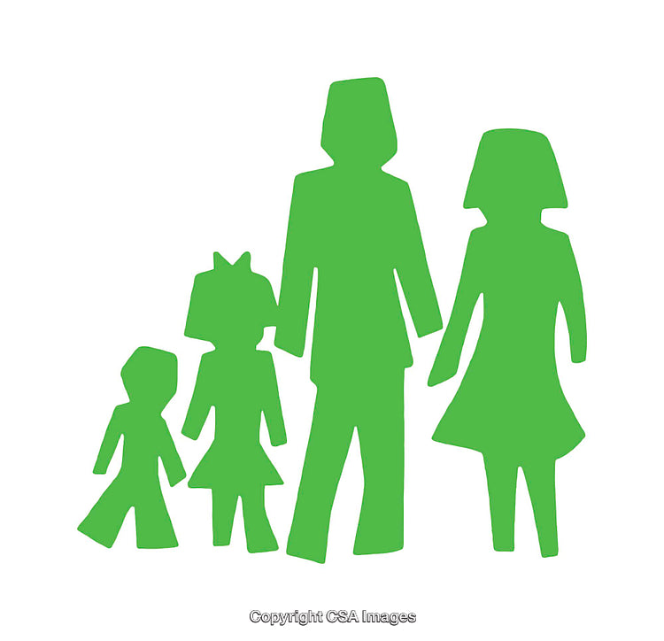 Green Silhouette Icons Depicting a Consumer Family of Four