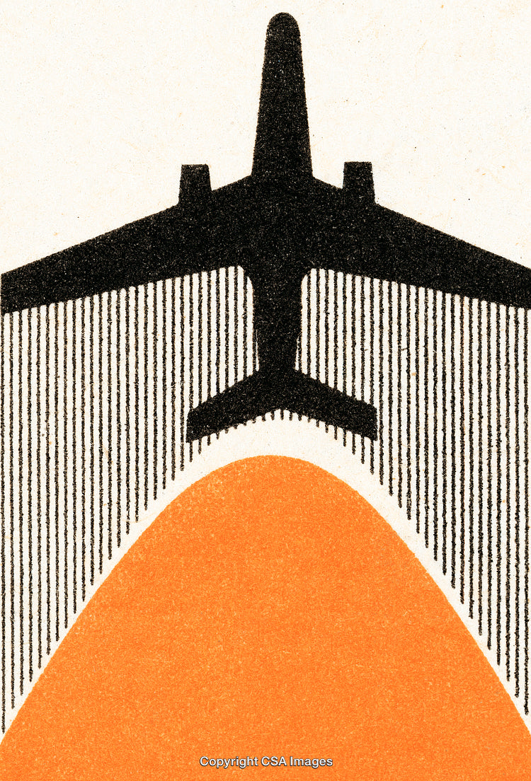 Stylized Illustration of Airplane Silhouette with Abstract Design Elements
